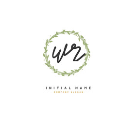 W R WR Beauty vector initial logo, handwriting logo of initial signature, wedding, fashion, jewerly, boutique, floral and botanical with creative template for any company or business.