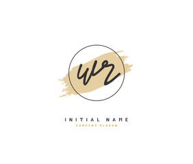 W R WR Beauty vector initial logo, handwriting logo of initial signature, wedding, fashion, jewerly, boutique, floral and botanical with creative template for any company or business.