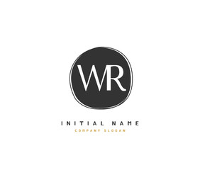 W R WR Beauty vector initial logo, handwriting logo of initial signature, wedding, fashion, jewerly, boutique, floral and botanical with creative template for any company or business.
