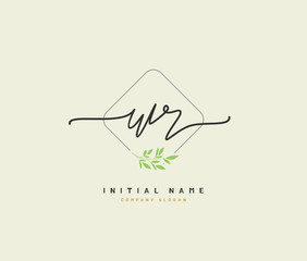 W R WR Beauty vector initial logo, handwriting logo of initial signature, wedding, fashion, jewerly, boutique, floral and botanical with creative template for any company or business.