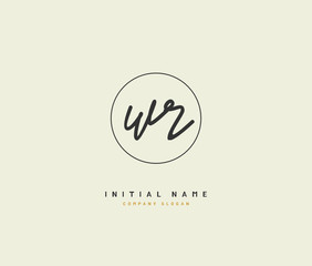 W R WR Beauty vector initial logo, handwriting logo of initial signature, wedding, fashion, jewerly, boutique, floral and botanical with creative template for any company or business.