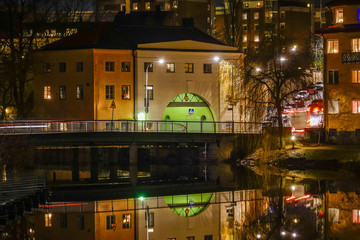 Fototapeta na wymiar Stockholm, Sweden The island of Reimersholme at night.