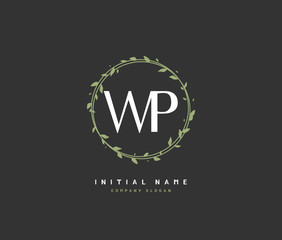W P WP Beauty vector initial logo, handwriting logo of initial signature, wedding, fashion, jewerly, boutique, floral and botanical with creative template for any company or business.
