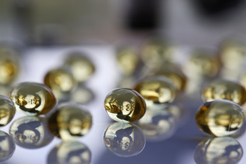 Tablets scattered on the table of the