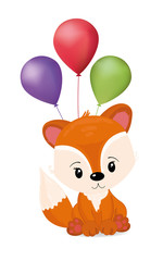 Vector illustration. Cute little fox