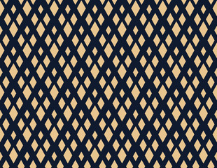 Abstraktes geometrisches Muster. Ein nahtloser Vektorhintergrund. Verzierung in Gold und Dunkelblau. Grafisches modernes Muster. Einfaches Gittergrafikdesign