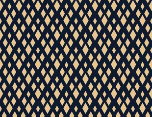Foto op Plexiglas Blauw goud Abstracte geometrische patroon. Een naadloze vectorachtergrond. Goud en donkerblauw ornament. Grafisch modern patroon. Eenvoudig rooster grafisch ontwerp