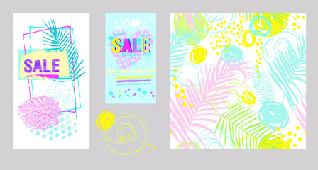 cards with the inscription sale and pattern