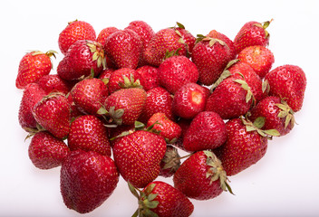 fresh ripe strawberries isolated on white background