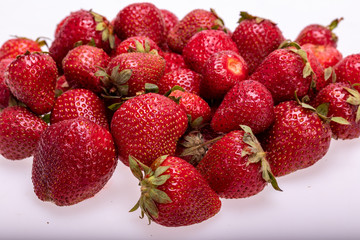 fresh ripe strawberries isolated on white background