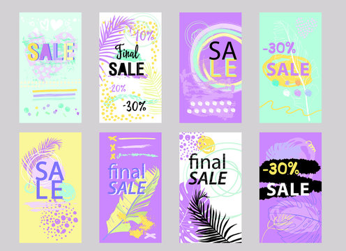 purple cards with the inscription sale