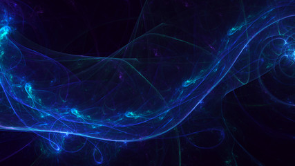 3D rendering abstract blue fractal light background