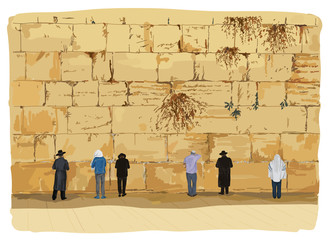 Obraz premium Wailing Wall in old Jerusalem. Israel.