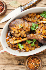 Duck legs in a baking dish