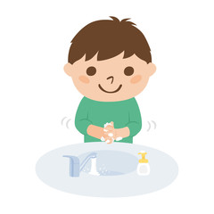 インフルエンザ対策のイラスト 風邪予防のために うがいをする男の子 Wall Mural Yukimco インフルエンザ対策のイラスト 風邪予防のために うがいをする男の子 Wall Mural Yukimco