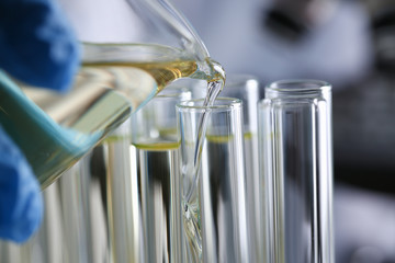 Yellow liquid spilled petrol additive innovative supply