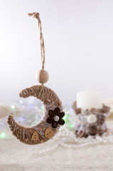 Composition of pearls and candles, romantic atmosphere, vintage style, soft focus.