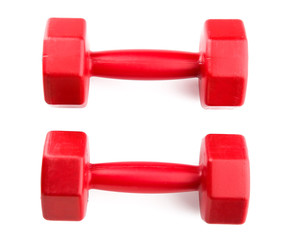 Color dumbbells on white background