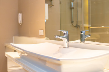 Water facuet and white sink decoration interior