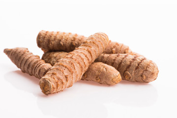 Turmeric whole tubers kurkuma, curcuma. Oriental spice