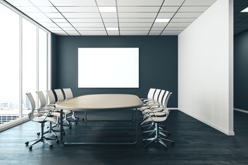 Meeting room interior with empty poster