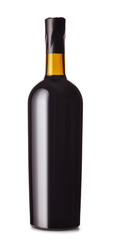 Bottle of tasty wine on white background