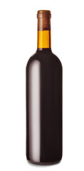 Bottle of tasty wine on white background