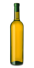 Bottle of tasty wine on white background