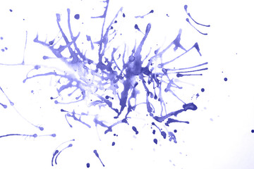 Splashes of blue ink on white paper. Stock illustration. A template for your design. Background.