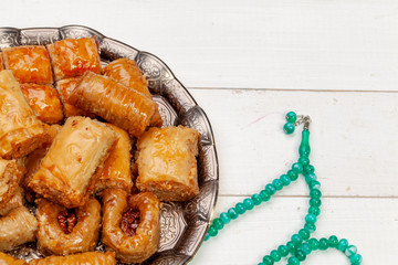 Close up photo of Delicious Turkish Baklava served on a plate