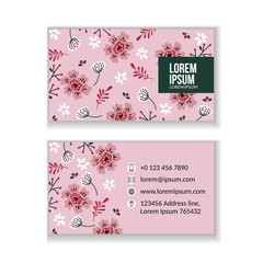 Creative business card template with floral background.