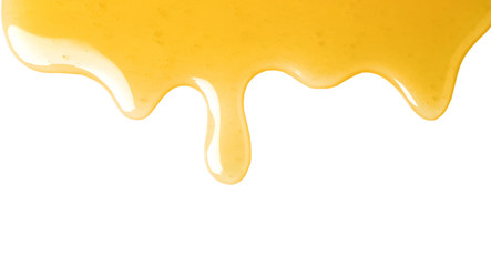 Fresh sweet honey flowing on white background