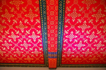 Pattern on the ceiling Sala Rai,Rattanakosin period art in Wat Pho,Temple of the Reclining Buddha,Wat Phra Chetuphon Wimon Mangkhalaram Rajwaramahawihan Bangkok Thailand