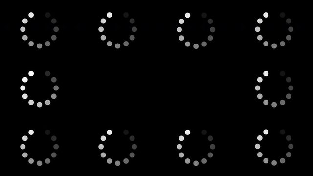 4K Animation - loading white circle icon on black background. Space on center place for your logo and text. Motion graphic and animation background.