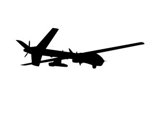 Fototapeta na wymiar Silhouette of unmanned military drone with missiles