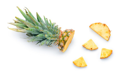 Fresh cut pineapple on white background