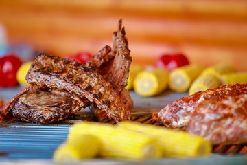 kebabs and ribs at the street food festival