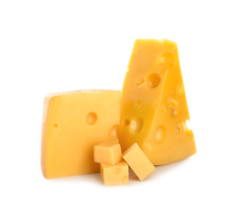 Tasty cheese on white background