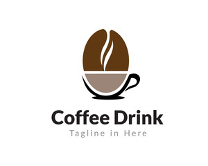Hot coffee bean cup logo design inspiration