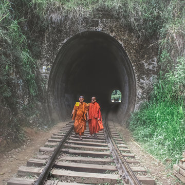 Monks in Sri lankan railway