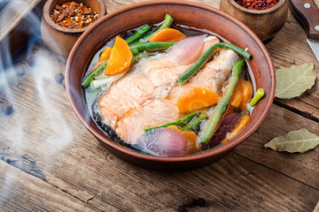 Tasty salmon broth.