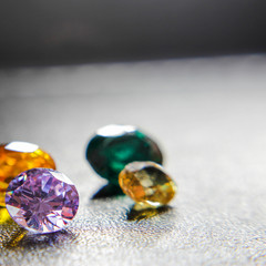Natural Sapphire gemstone, Jewel or gems on black shine color, Collection of many different natural gemstones amethyst,