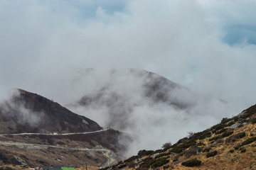 mountain view with clouds