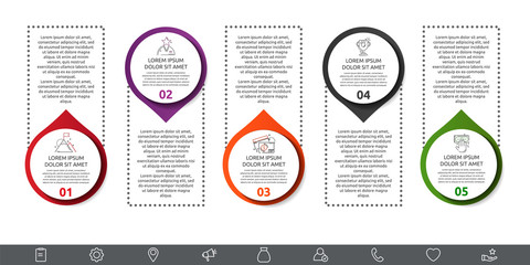 Vector 3D template circle infographics. Business concept with 5 options and parts. Five steps for graph, diagrams, slideshow