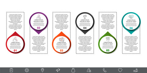 Vector template circle infographics. Business concept with 6 options and parts. Six steps for content, graph, diagrams, slideshow
