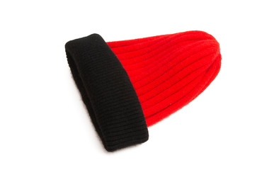 red knitted hat isolated