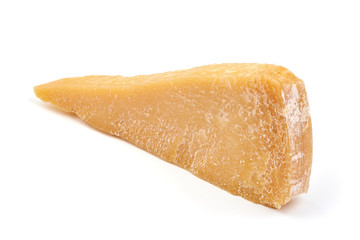 Italian parmesan Hard Cheese, isolated on white background