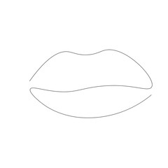 Lips continuous line drawing silhouette. Vector illustration