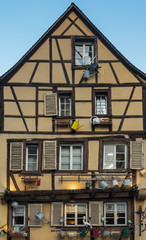 House in the old town of Colmar with decorations