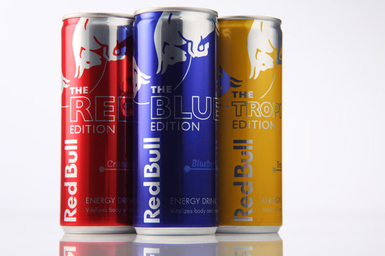 group of red bull on white background